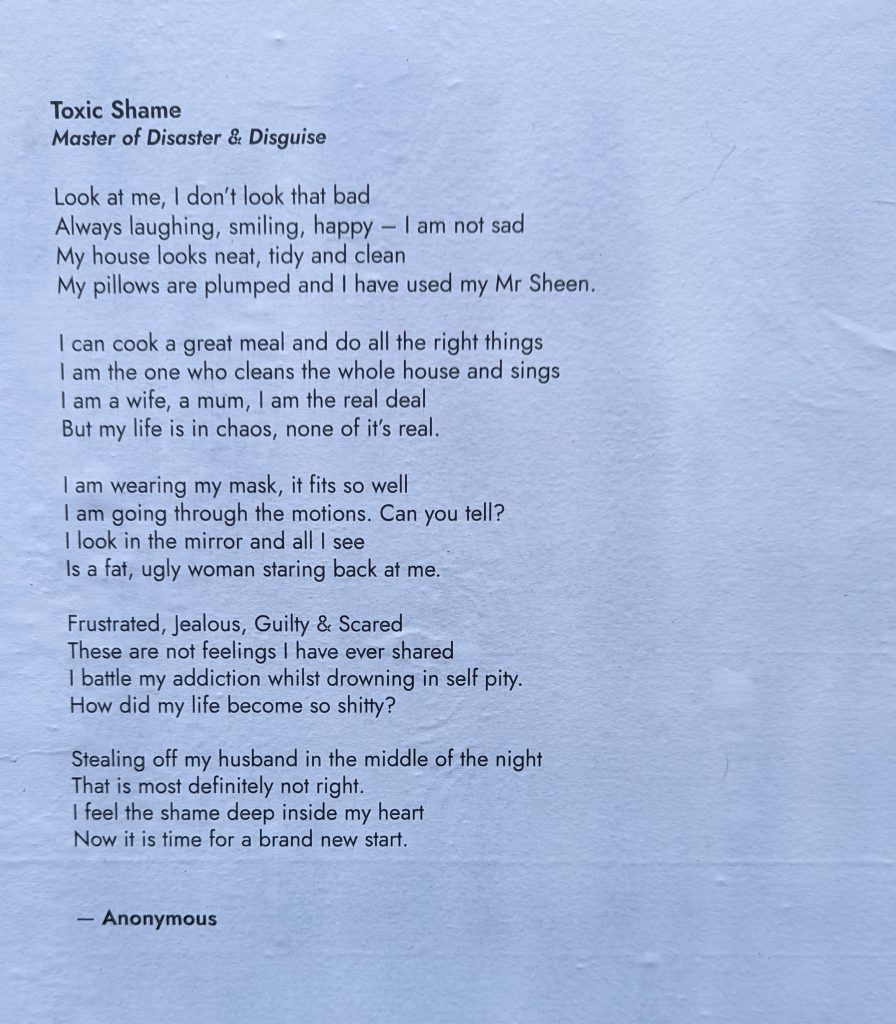 Photo of a poem displayed on the wall